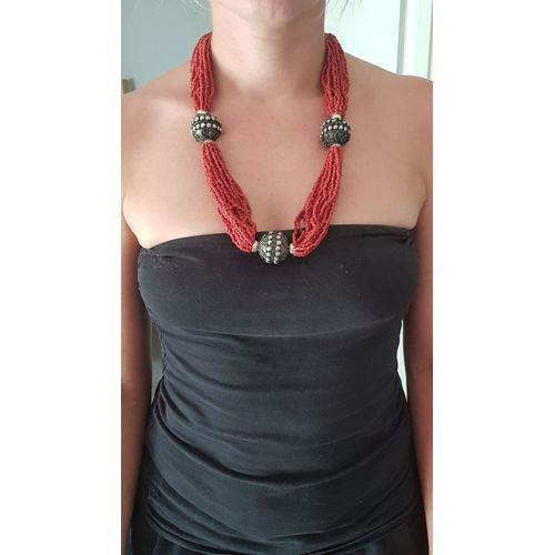 Collier En Corail Rouge Ancien Tibétain