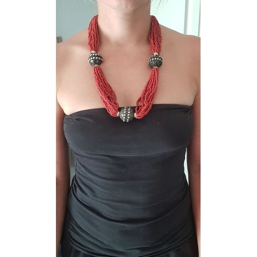 Collier Ancien En Corail - Sautoir Vintage - Occasion - Bijou Naturel