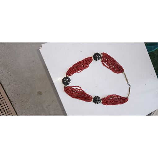 Collier Ancien En Corail Rouge - Bijou Vintage Occasion - Pierre Naturelle