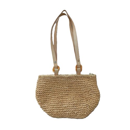Sac cabas paille tressee. Beige. Fourretout.