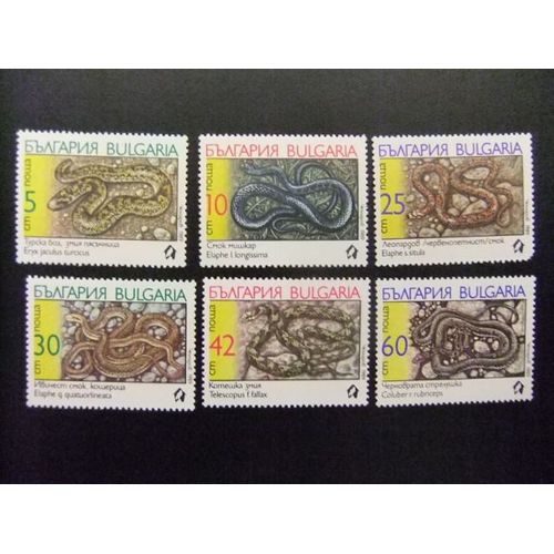 10 Bulgaria Bulgarie 1989 / Faune Reptiles Serpents Serpientes / Yvert 3268 / 3273 Mnh