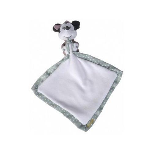Grand Doudou Minnie Plat Vert Et Blanc 25 X 25 Cm - Peluche Disney Enfant Et Bebe - Naissance