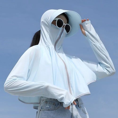 Veste À Capuche À Manches Longues Pour Femme,Veste Fine,Chemise Respirante,Protection Uv,Vêtements Ice Injclothing,Protection Solaire,Document Solide,Été,Upf50 +