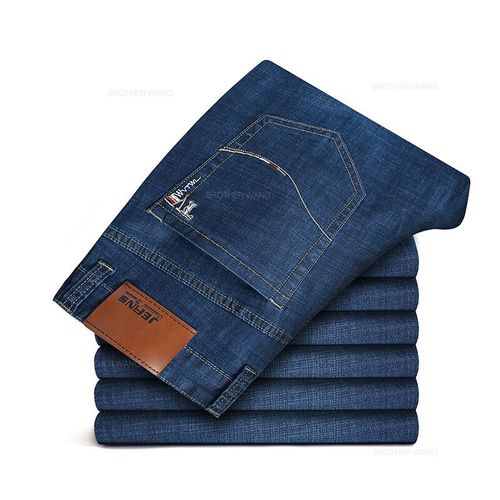 Jean Droit Fin D'été Pour Homme,Classique,Noir,Bleu,Business,Décontracté,Grande Taille,Denim,Marque Fjj