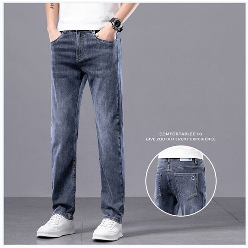 Jean Slim Bleu Clair Pour Homme,Denim En Coton Doux,Style Classique Régulier,Printemps