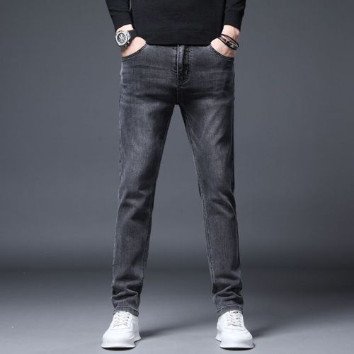 Jean Slim Droit En Coton Artificiel Astique Pour Homme,Vêtement Classique En Denim,Noir Et Gris,À La Mode Coréenne,Quatre Saisons,2024