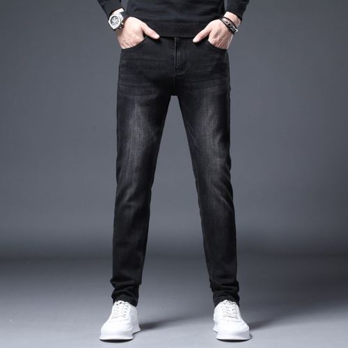 Jean Slim Droit En Coton Artificiel Astique Pour Homme,Vêtement Classique En Denim,Noir Et Gris,À La Mode Coréenne,Quatre Saisons,2024