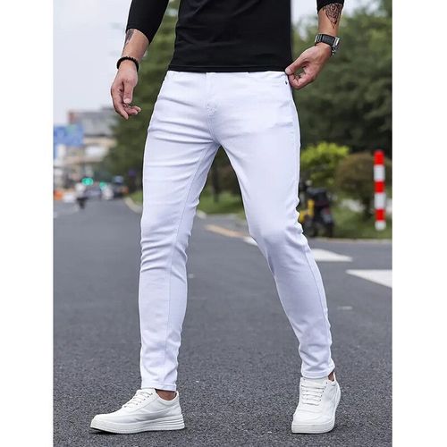 Jean Slim En Denim Blanc Pour Homme,Pantalon Slim,Noir Et Bleu,Vêtement De Marque,Taille 27-36