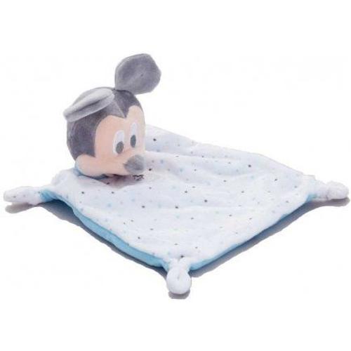 Doudou Mickey Plat Bleu Et Blanc Etoil? 17 X 18 Cm - Peluche Disney Enfant Et Bebe - Naissance