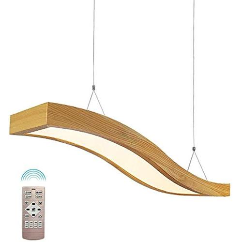 EYLM LED Luminaire suspension 23 W lampe suspendue en bois dimmable design vague Hauteur réglable avec télécommande