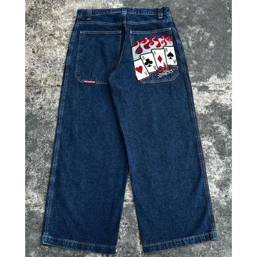 Jnco-Jeans Baggy Brodés Pour Hommes,Pantalons En Denim,Streetwear Hip Hop Rétro,Streetwear Gothique,Rue Des Années 90,Harajuku,