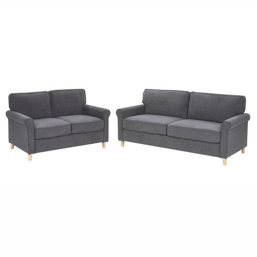Ensemble De Canapés 2 + 3 Places En Velours Gris Ronneby