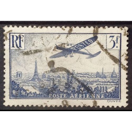 Avion Survolant Paris 3f Outremer ( Aérienne N° 12) Obl - France Année 1936 - Brn83 - N20086