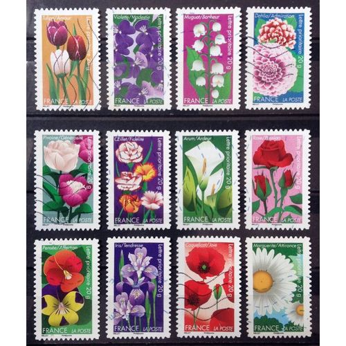 Série Dites-Le Avec Des Fleurs - Fleur Et Sentiment Associé 2012 - N° 662 663 664 665 666 667 668 669 670 671 672 673 Obl - Cote 7,20 - France Année 2012 - Brn83 - N16936