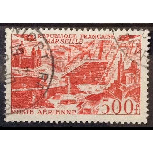 Vues De Grandes Villes - Marseille 500f Rouge (Très Joli Aérienne N° 27) Obl - Cote 7,00 - France Année 1949 - Brn83 - N16922