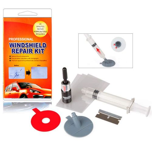 1 Kit de réparation de pare-brise de voiture rouge,outils de réparation de vitres de voiture à faire soi-même pour réparer les rayures