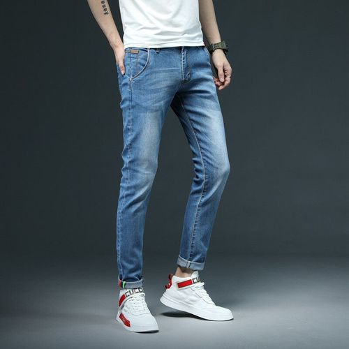 Jean Slim En Coton Artificiel Astique Pour Homme,Pantalon En Denim Blanc,Noir Et Gris,Vêtement De Marque Décontracté,2022