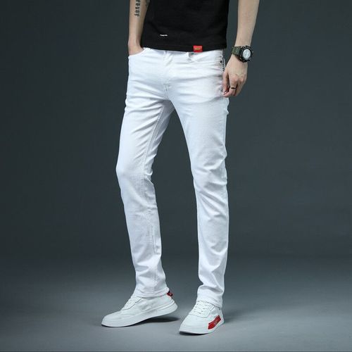 Jean Slim En Coton Artificiel Astique Pour Homme,Pantalon En Denim Blanc,Noir Et Gris,Vêtement De Marque Décontracté,2022
