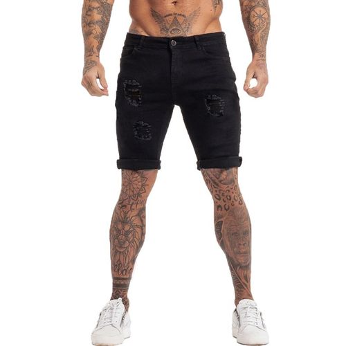 Short En Jean Déchiré Noir Pour Homme,Taille Haute,Style Streetwear Décontracté,Grande Taille,Collection Été,Dk03