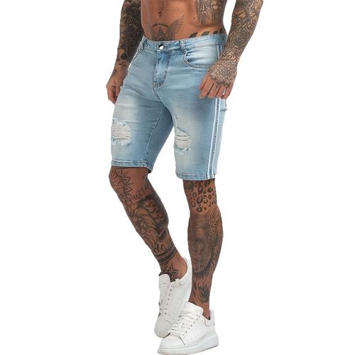 Short En Jean Déchiré Noir Pour Homme,Taille Haute,Style Streetwear Décontracté,Grande Taille,Collection Été,Dk03