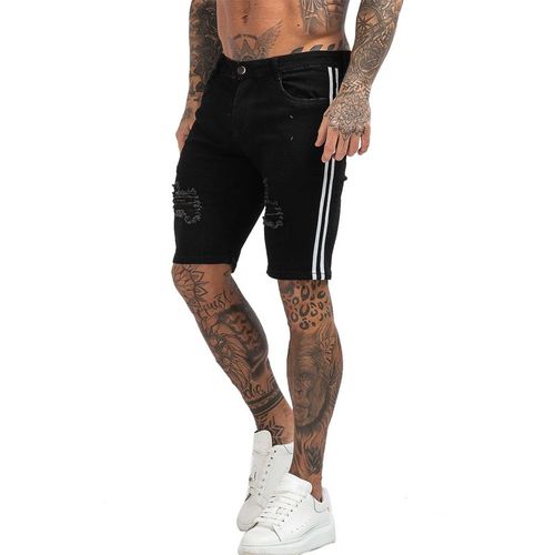 Short En Jean Déchiré Noir Pour Homme,Taille Haute,Style Streetwear Décontracté,Grande Taille,Collection Été,Dk03