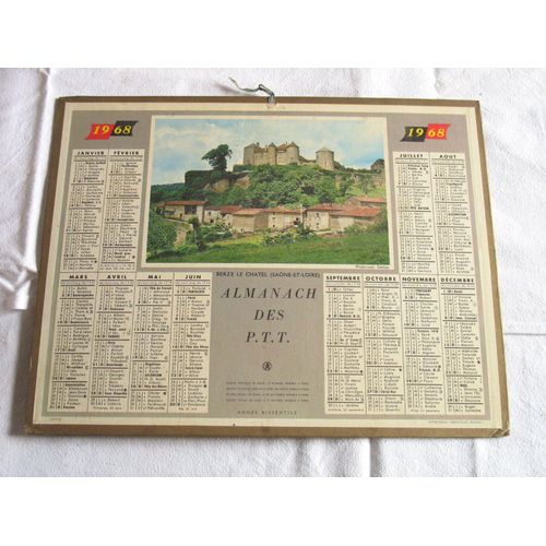 Almanach Des Ptt 1968 Berze Le Chatel (Saone Et Loire)