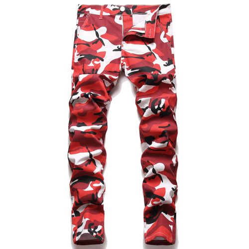 Camsolomon-Jean Droit En Denim Rouge Pour Homme,Pantalon De L'armée Tendance,Mode De Haute Qualité,Fête,Cool,Fjwashed,Sarouel