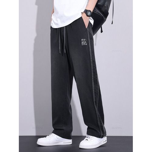 Jean En Tissu Lyocell Fin Et Doux Pour Homme,Pantalon À Jambes Larges,Taille Artificiel Astique,Décontracté,Grande Taille 5xl,Été