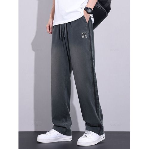 Jean En Tissu Lyocell Fin Et Doux Pour Homme,Pantalon À Jambes Larges,Taille Artificiel Astique,Décontracté,Grande Taille 5xl,Été