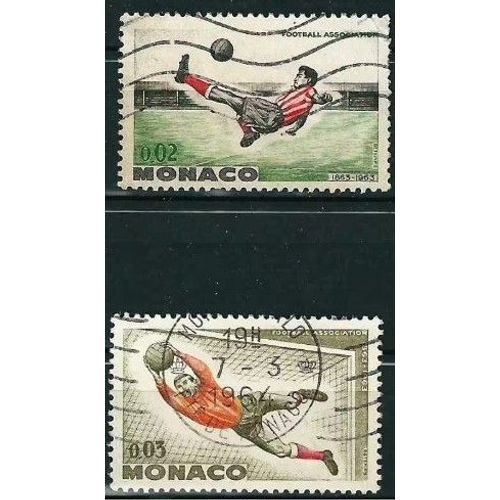 Principauté De Monaco 1963, Beaux Timbres Yvert 621 622, Centenaire Du Football, Tir Retourné Et Arrêt D'un Tir Par Le Gardien De But, Oblitérés, Tbe.