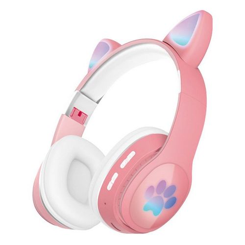 Écouteurs Sans Fil Bluetooth Avec Micro, Lumière Flash, Oreilles De Chat Mignonnes, Casque De Musique Stéréo, Pour Enfants Filles, Cadeau