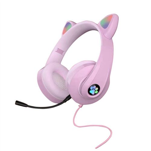 Écouteurs Sans Fil Bluetooth, Oreillettes De Chat Mignonnes, Lumière Flash, Casque De Musique Stéréo Pour Enfants Filles, Casque Compatible Avec Téléphone