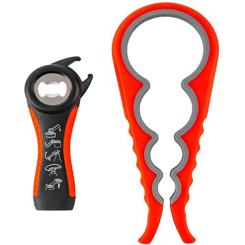Ouvre Boîte Manuel, Ouvre Bocal Multifonctionnel 5 En 1 Décapsuleur Multi Kitchen Tool(Rouge)