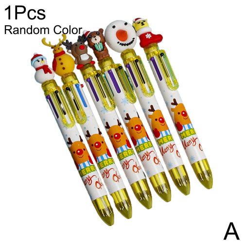 Stylo À Bille Séries Noël 6 Couleurs, 1 Pièce, Dessin Animé, Père Noël, Arbre De Noël, Cerf, Fournitures De Papeterie, Cadeaux Pour L'école Primaire