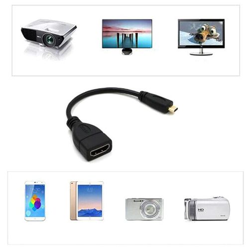 Connecteur adaptateur Micro HDMI vers HDMI mâle vers femelle 10cm pour HDTV Type D