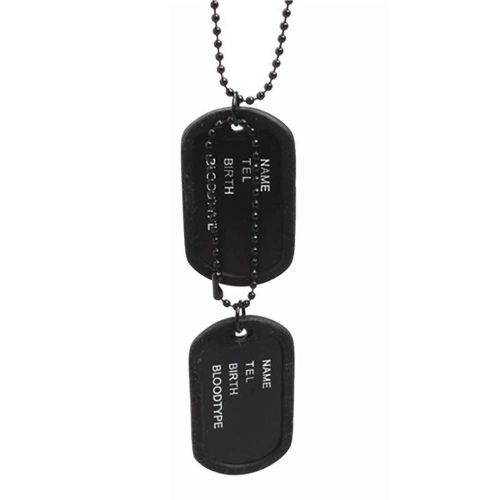 Collier De Style Militaire Coréen Pour Hommes, 2 Étiquettes De Chien Noires, Pendentif Pull Chaîne, Bijoux Longs, Double Marque, Grande Marque De Soldat