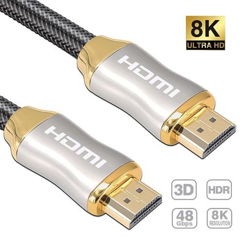 Câble HDMI Ultra HD 8K 60Hz, 4K plaqué or v2.1, haute vitesse 120Hz, 48Gbps HDR, pour TV, PS4, PC, 1m 1.5m 2m 3m