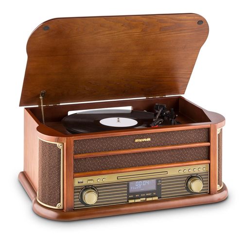 Auna rm1-belle epoque 1908 - Chaine HiFi stéréo look rétro avec platine vinyle- bluetooth- dab+- cd et k7- am/fm et usb