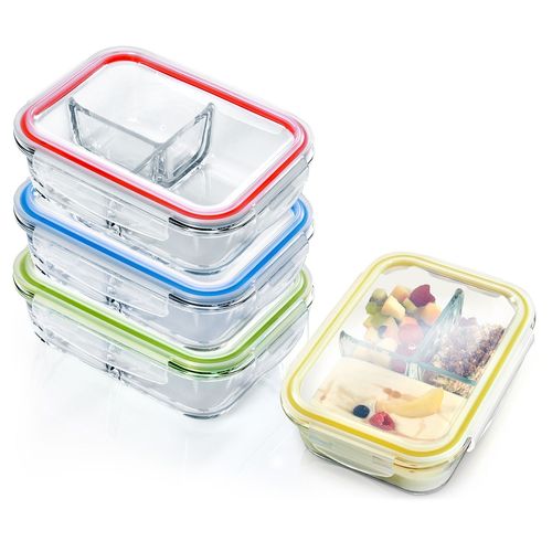 Klarstein Boîtes À Repas Avec Séparateurs Lot De 4 Contenu : 1040 Ml Chacun 3 Compartiments Étanches