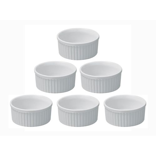 Lot De 6 Ramequins En Céramique 6,6 X 3,3 Cm Blanc Hobby Cook