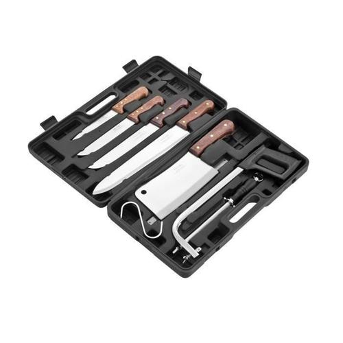 Pradel Excellence Valise De Découpe 7 Pieces K31128 : 4 Couteaux Boucher + 1 Fusil + 1 Scie + 1 Grand Couperet + 1 Crochet