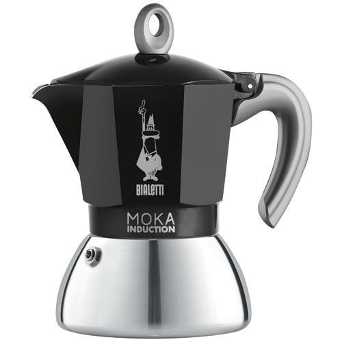 Cafetière Moka Induction 4 Tasses - Italienne - Noir Et Gris