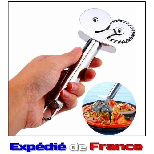 2 En 1: Roulette À Pate (Cannelée) + Coupe Pizza - Inox - Bugnes, Patisserie...