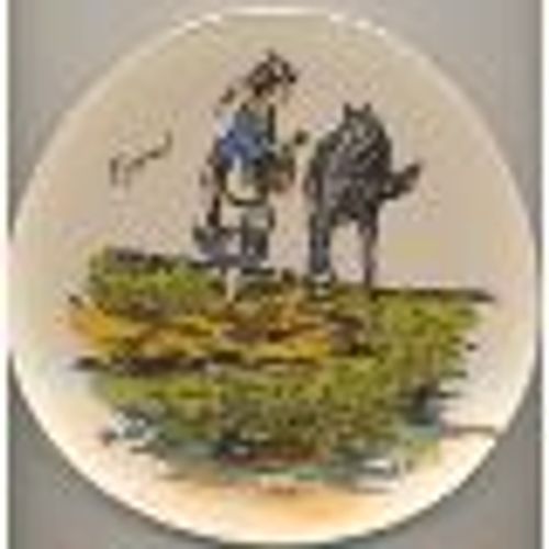 Assiette Décorative De Forme Ovoïde - Image D'épinal Jeune Fille Et Le Loup