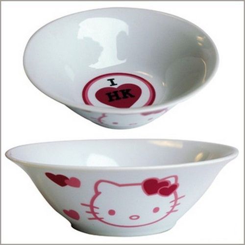Lot Bol À Céréales Blanc En Porcelaine Et 2 Assiettes Enfant En Mélamine Chant Des Animaux Hello Kitty