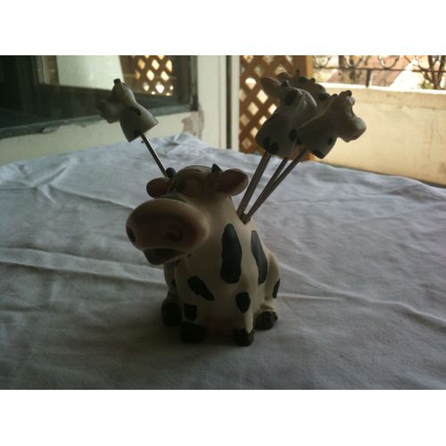 5 Pic Apéritif Motif Vache Et Leur Support