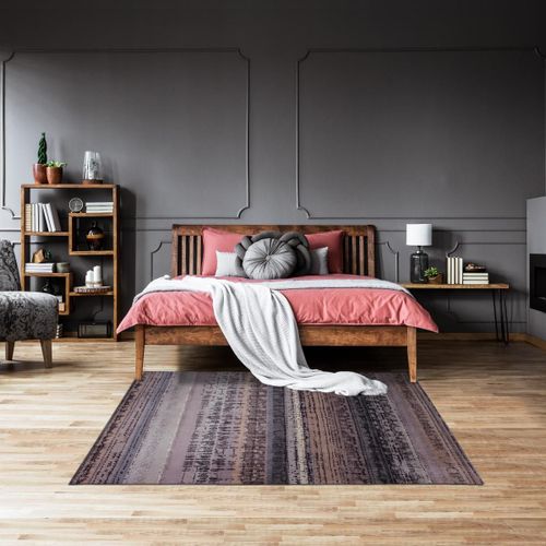 Tapis Salon 120x180 Tissé En Acrylique Taupe Rectangle Motif Faux Uni Gredge