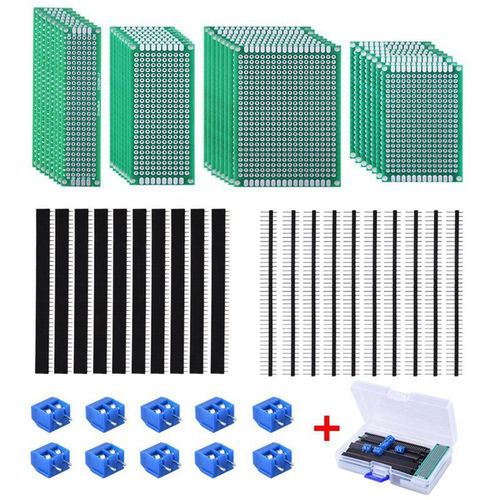 Kit De Carte De Circuit Imprimé Double Face, 30 Pièces, 4 Tailles, Avec 20 Connecteurs 40 Broches 2.54mm Mâles Et Femelles