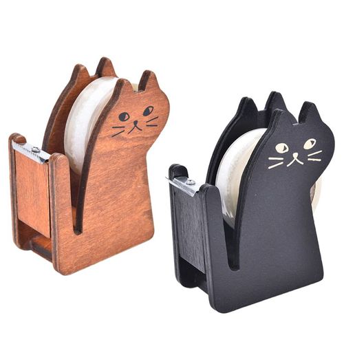Mini Support De Coupe, Machine D'emballage, Kit De Scelleuse Fendue, Vintage, Distributeur De Ruban Adhésif Kawaii En Bois Pour Chat