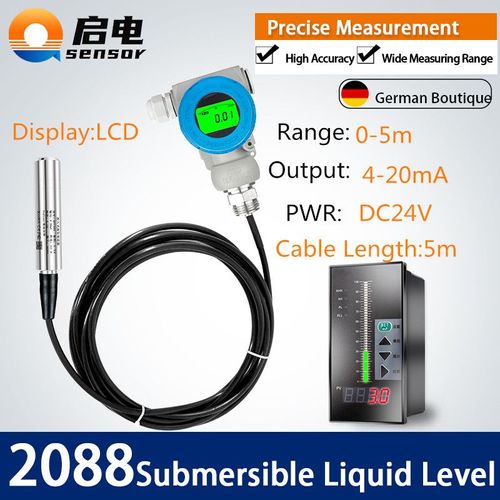Transmetteur De Niveau De Liquide Submersible,Type Fendu,Hydrostatique,Réservoir De Carburant Diesel,Capteur De Niveau,Écran Lcd Qdy60a,Sortie 4-20ma - Type 4-20ma Range 2m